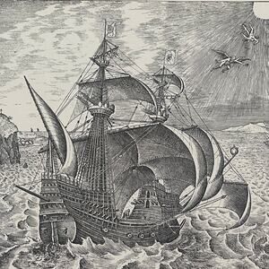 Bruegel, Armed Three-Master with Daedalus and Icarus, Bookplate, ~ 241229-WH 70